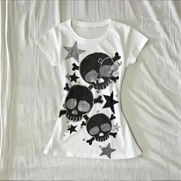 T-shirts pour femmes japonais Y2k, vêtements tendance des années 2000, hauts, imprimé graphique étoi