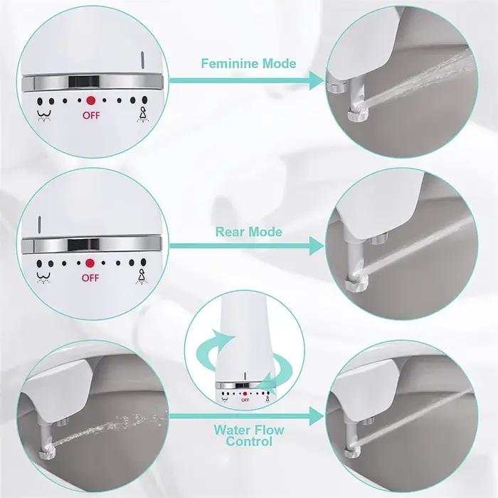 SAMODRA Bidet de toilette Ultra-mince, fixation de siège de toilette avec entrée en laiton, pression