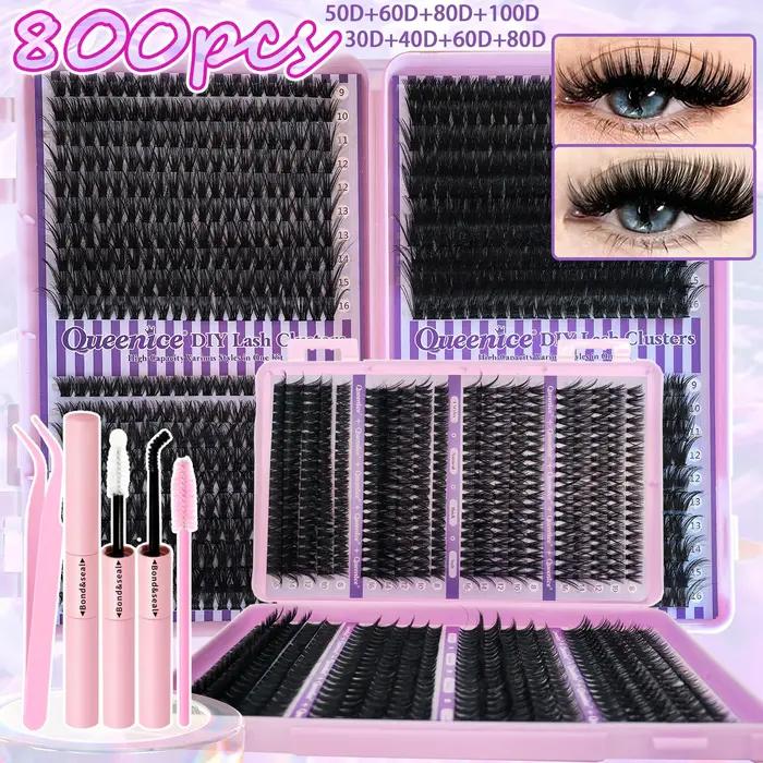 QUEENICE cils grappe bricolage Extension de cils plateau mixte grappes cils moelleux cils individuel