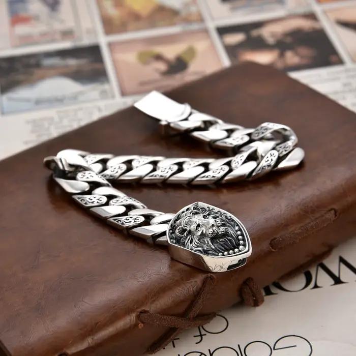 Bracelet en argent sterling S925, prix d'usine, dominateur, réservoir de lion, splendide, tendance,