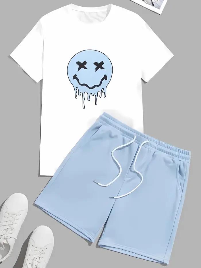 Ensemble T-shirt + short à la mode imprimé en 3D pour hommes, short à manches courtes à motif amusan