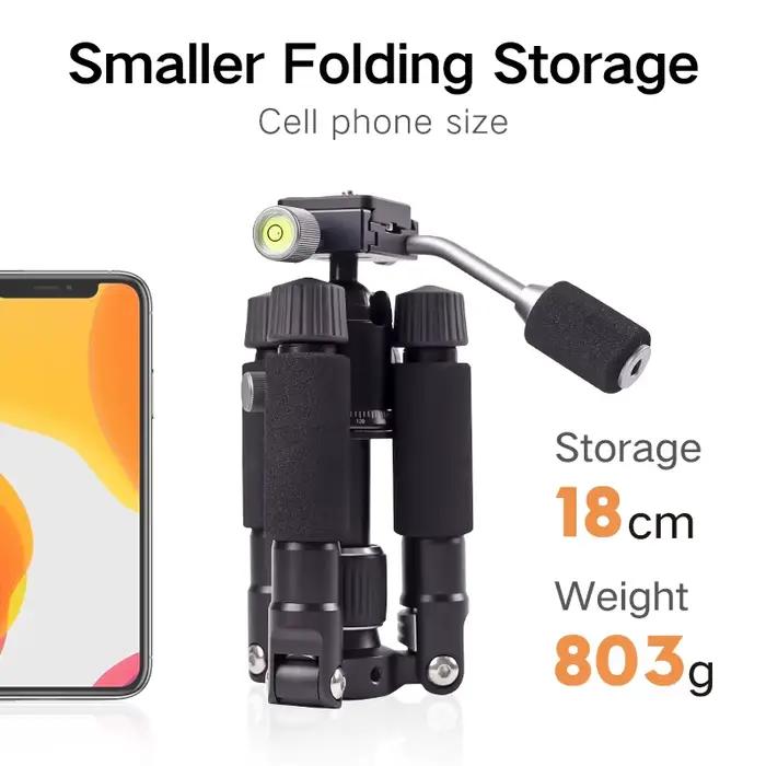 XILETU FM5C2 Mini trépied en métal Portable support de voyage léger avec poignée de tête à 360 degré