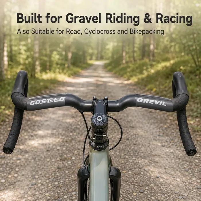 Guidon de vélo de gravier en carbone GREVIL T1000 pour vélo de route cyclocross descente chemins escarpés
