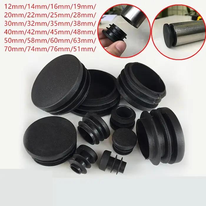 Bouchon d'extrémité rond en plastique noir, Inserts de Tube, bouchon d'insertion pour pied de chaise