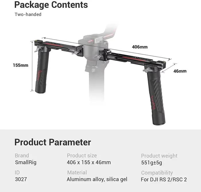 SmallRig – double poignée réglable pour DJI RS 2 /RSC 2/RS 3 / RS 3 Pro /RS 4/ RS 4 Pro, support de
