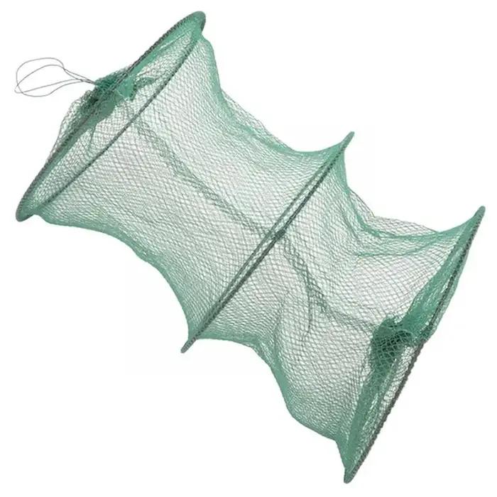 Filet de pêche rond pliant en Nylon, maille métallique, pour crabe, crevettes, piège à méné, atterri
