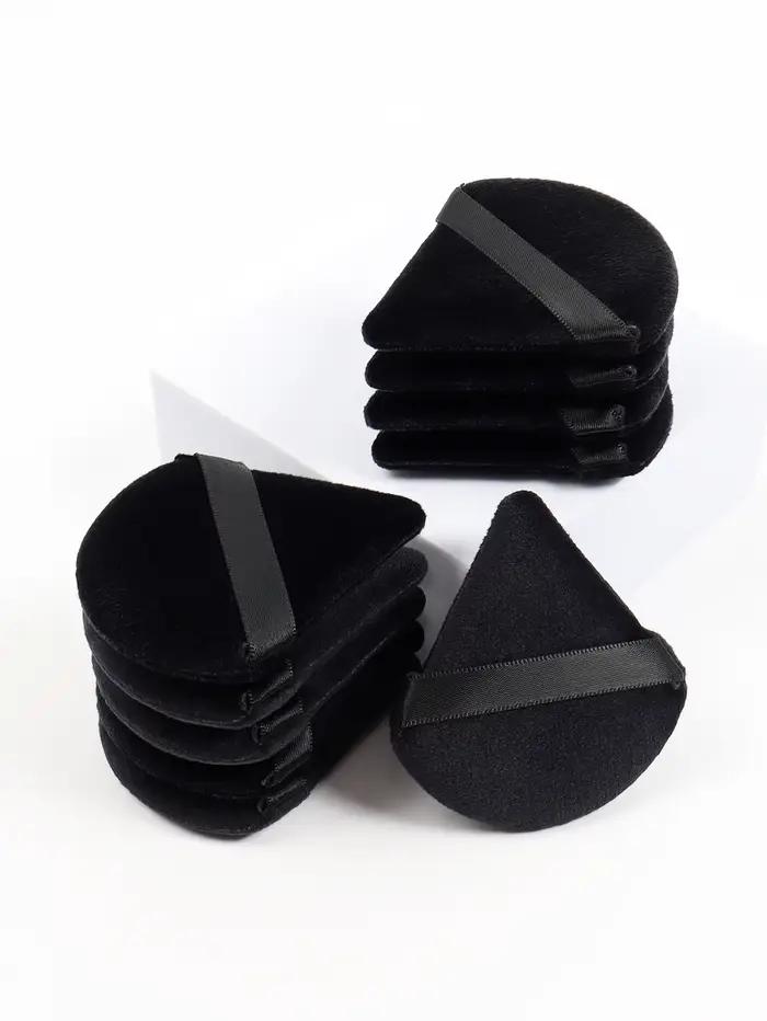 Triangle noir bouffée de poudre éponge de maquillage pour le visage doux velours cosmétiques bouffée