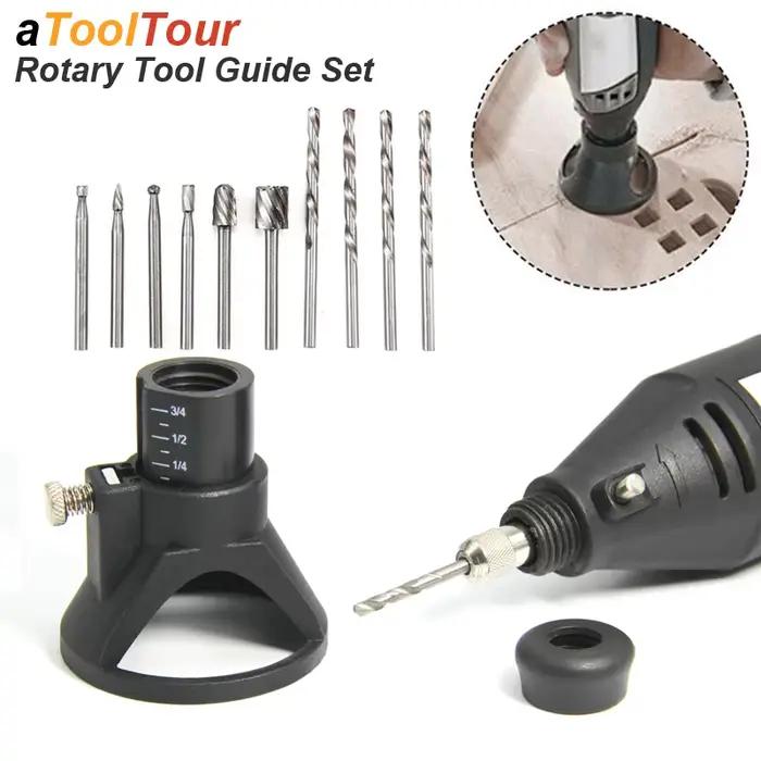 Routeur rotatif fraise Guide fixation foret hélicoïdal Kit d'outils de sculpture sur bois localisateur dédié outil de me
