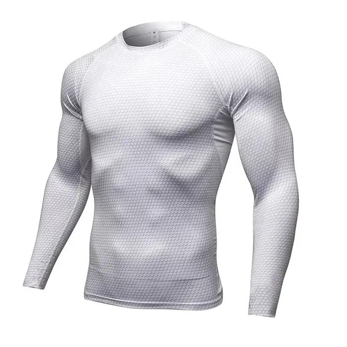 Chemises à manches longues pour hommes, vêtements serrés élastiques à séchage rapide, T-Shirt de gym