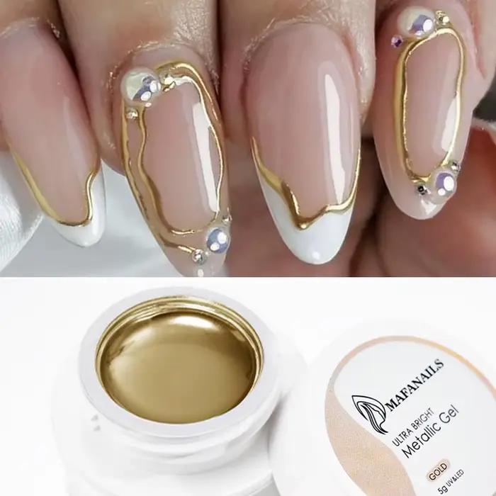 MingLee argent métal Gel métallique vernis à ongles Chrome 3D métal peint Gel vernis 5ml liquide eff