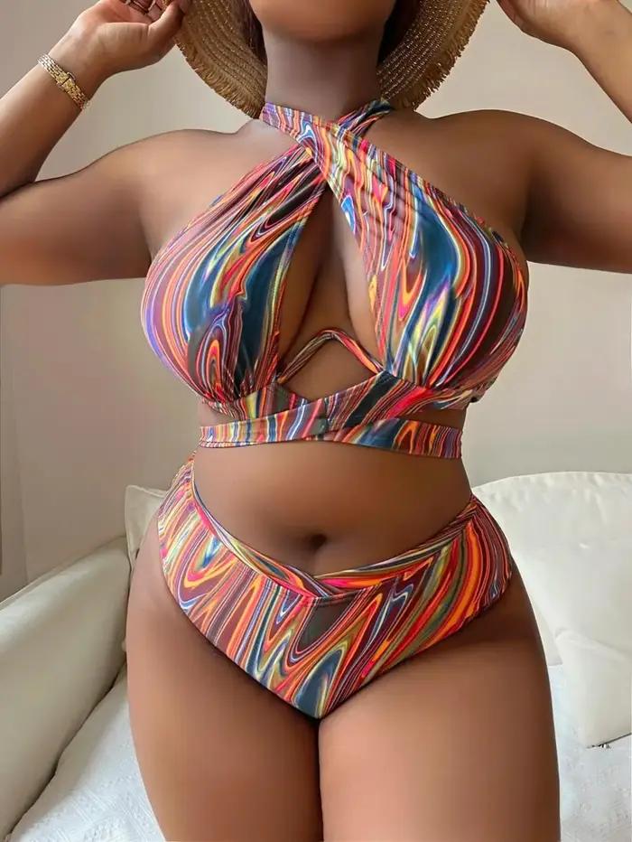 Maillot de bain imprimé push-up 2026 pour femme, grande taille, taille haute, pour la plage et la na