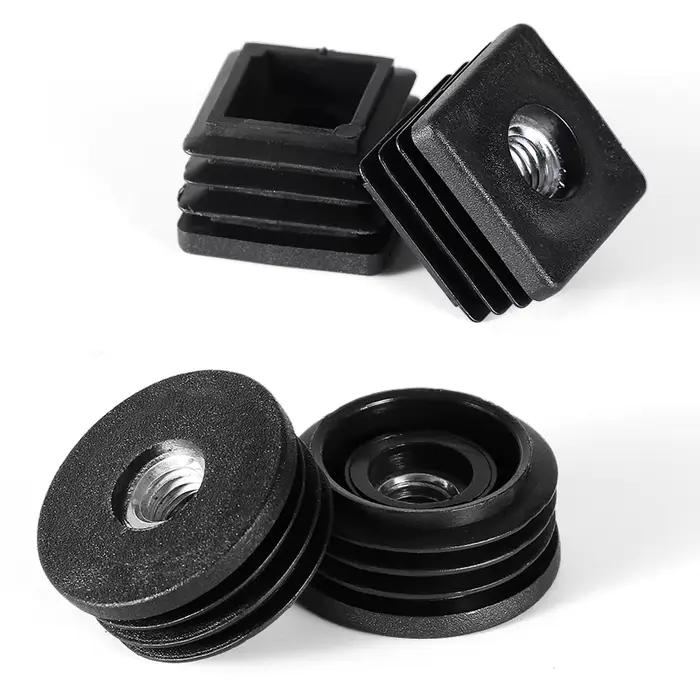 Embouts d'obturation carrés ou ronds noirs, Tube en plastique 15 16 19 20 25 30 32 38 50mm, Inserts