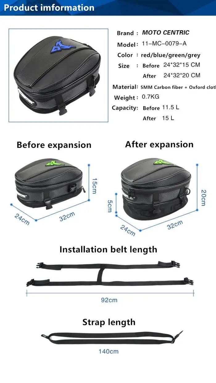 Sac de queue de moto multifonction, sacs de casque de motocross, sacs d'huile de carburant magnétiqu
