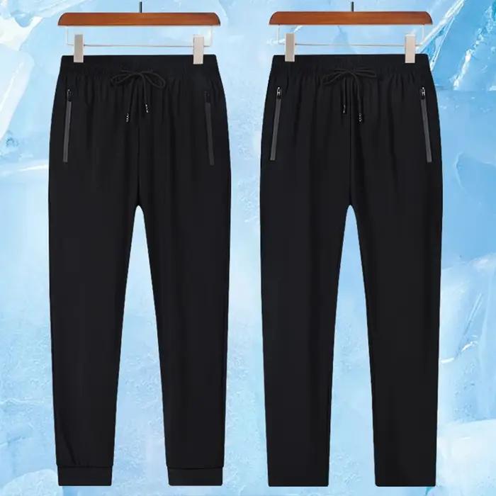 Pantalon de sport respirant en soie glacée pour hommes, séchage rapide, absorbant la sueur, conforta