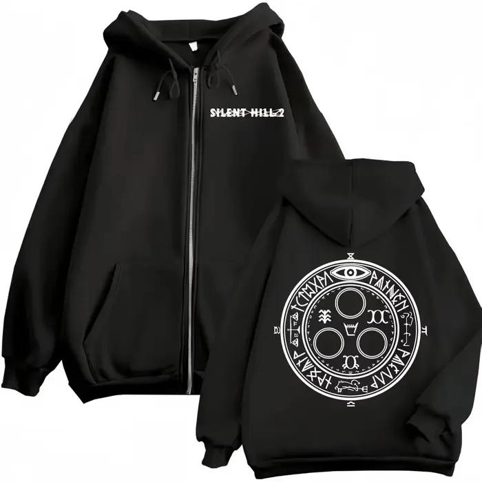 2025 Limited Silent Hill Game Print Zipper Hoodies Haute Qualité Mode Zip Up Pulls Hommes Femmes Déc