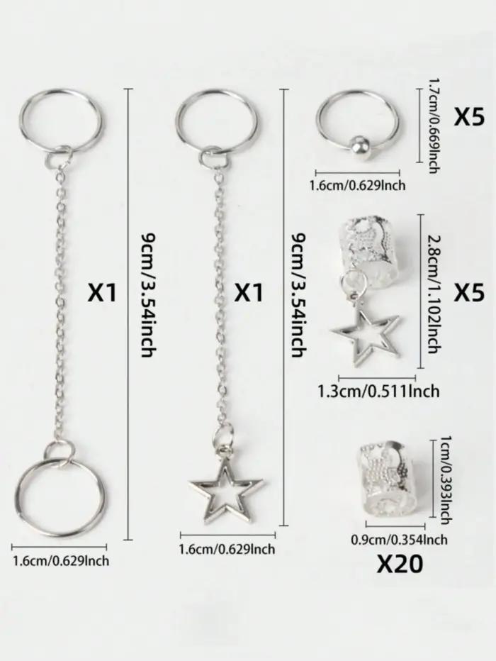 Tresses de cheveux Star Dreadlock, 32 pièces, manchettes et décorations tressées, accessoires pour c
