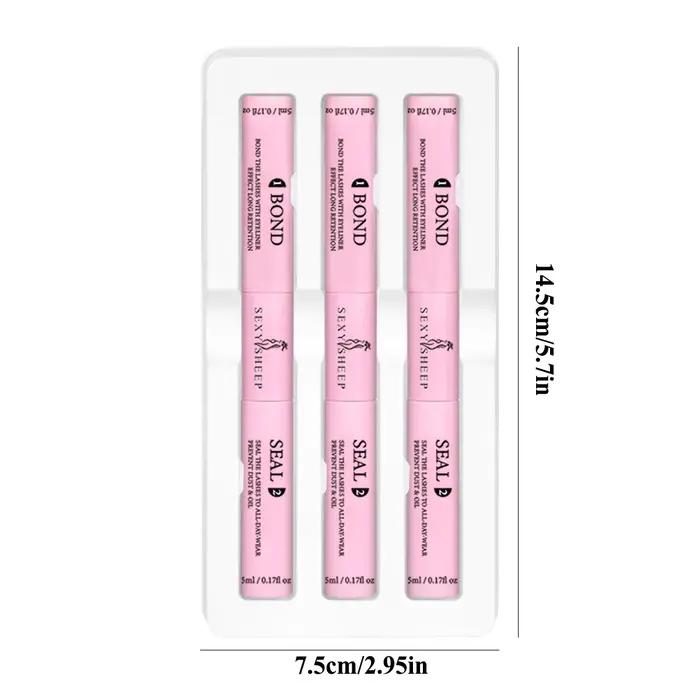 Ensemble de 3 produits pour extensions de cils : colle et scellant pour cils individuels 10 ml, tenu