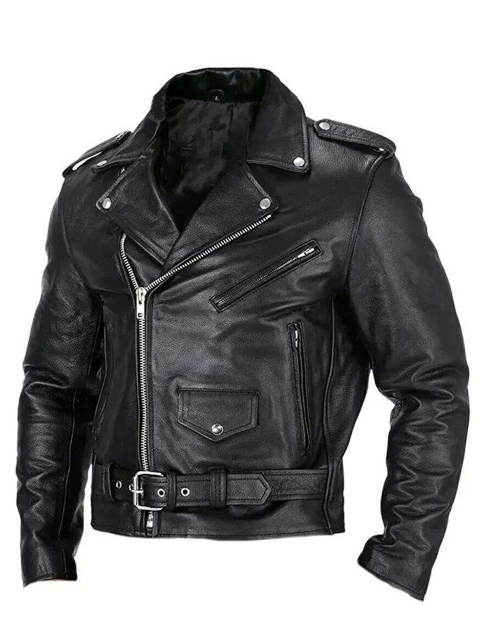 Veste en cuir PU coupe couvertes pour hommes, col montant, vestes à glissière alertes onale, revers