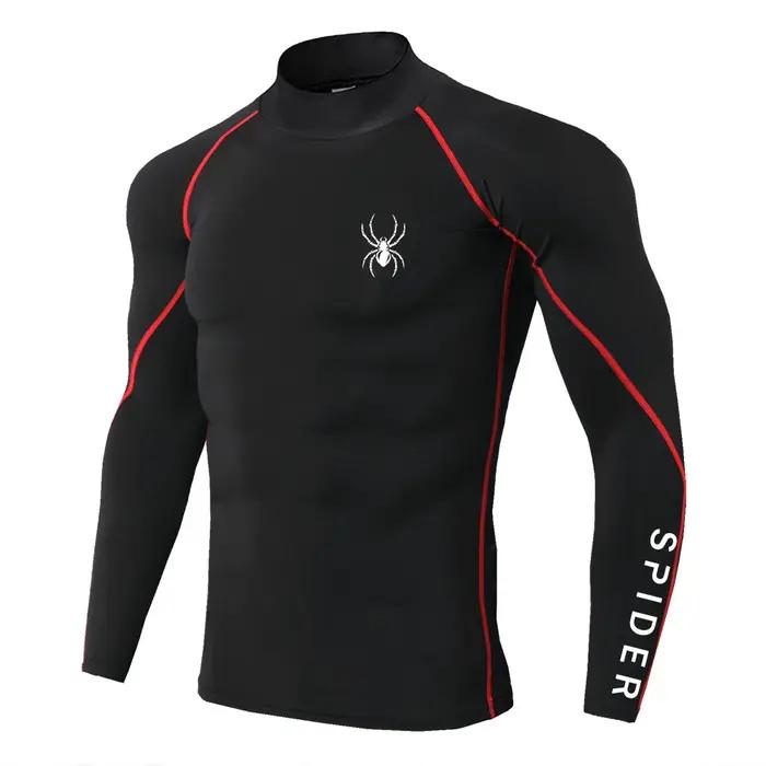 T-shirt moulant à manches longues pour hommes, maillot de corps élastique, chemises de compression s