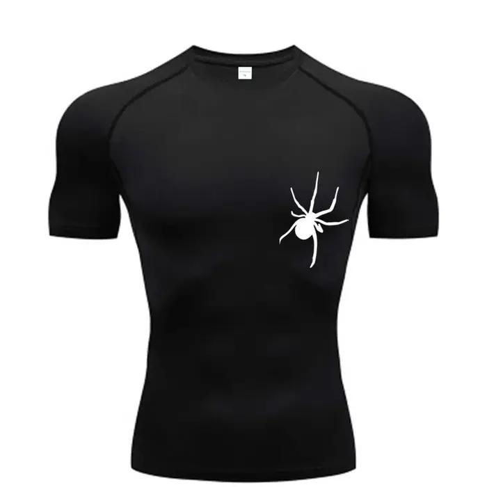 T-Shirt d'été à manches courtes pour hommes, chemise de course, vêtements de sport à Compression, ha