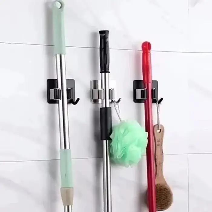 Crochets adhésifs multi-usages, support mural pour vadrouille, crochet pour balai, cuisine, salle de