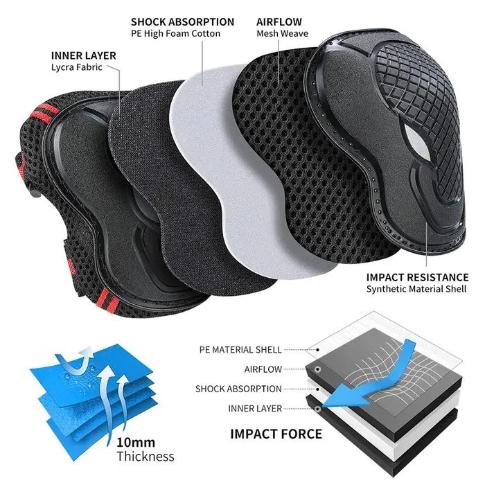 BraceTop 6 pièces/ensemble genouillères pour adolescents et adultes coudières protège-poignets équip