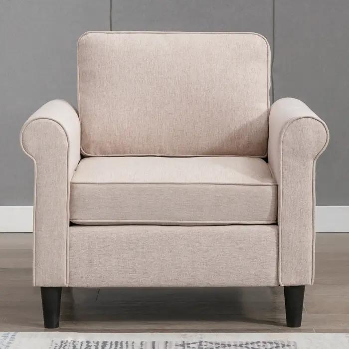 HORGgland O-Canapé simple moderne en micro-tissu avec cadre en bois, petit fauteuil à pied solutions