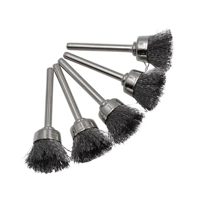 Jeu de brosses à roue métallique, perceuse, polissage, outils Dremel, tige de 3mm pour meuleuse élec