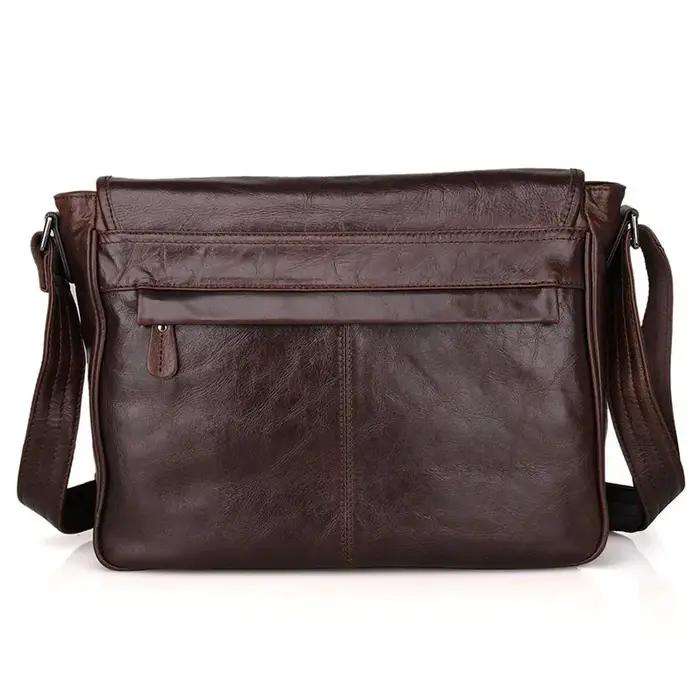 Sac à Bandoulière en Cuir group Ciré à l'Huile pour Homme, Sacoche de Loisirs Décontractée, à la Mod