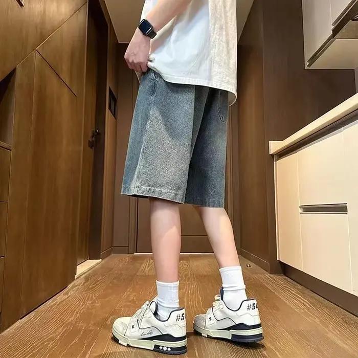Shorts en jean bleu pour hommes, style Jorts, coupe ample, Harajuku, streetwear, Y2K, unisexe, overs