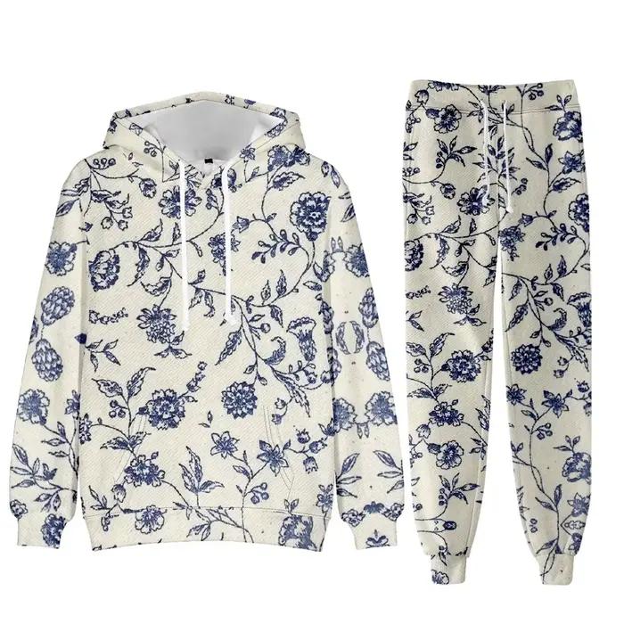 Survêtement Floral Chic Et Élégant Pour Femme Tenue De Sport Amusante Salon Jogging Respirant Occasions Spéciales