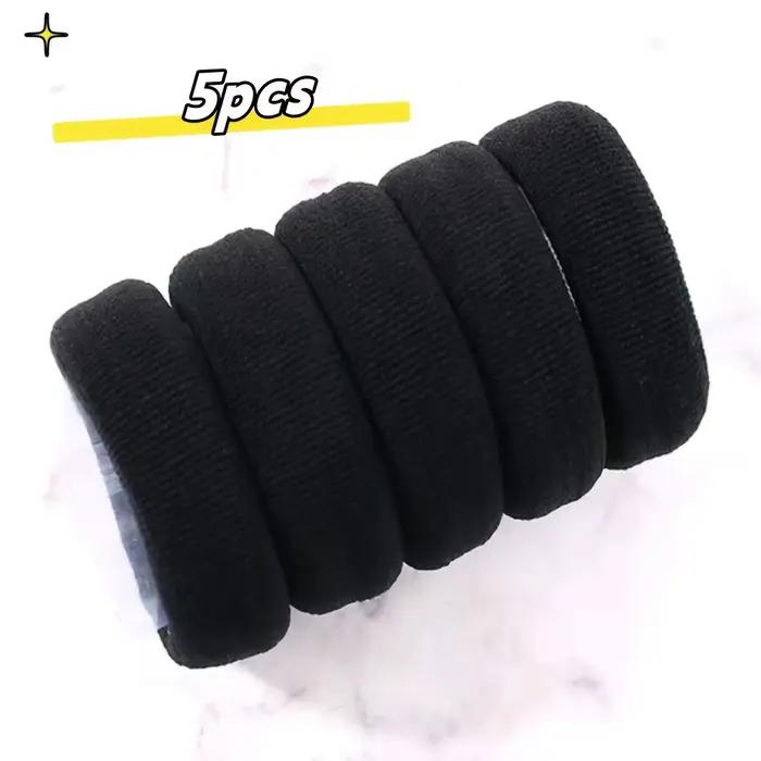 Boucles de cheveux épaisses, 5 pièces, attaches élastiques de couleur unie, porte-queue de cheval an