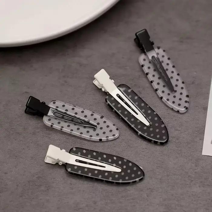 Barrettes à cheveux en acrylique à pois noirs et blancs, minimalistes, maintien sûr, adaptées à un u