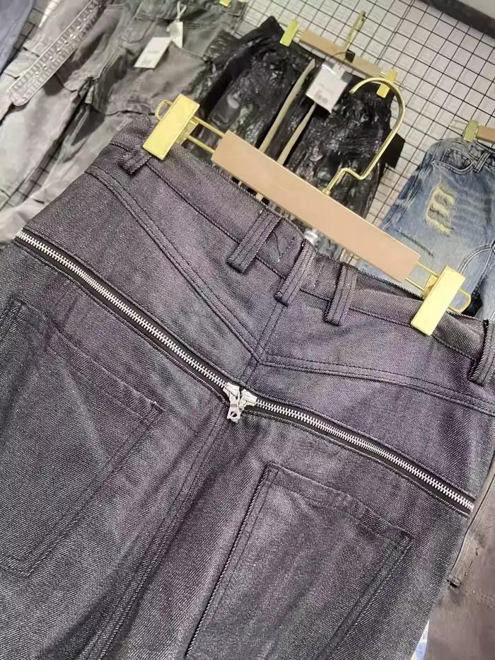 MIJKO unisexe brosse cire fermeture éclair Original vache jean hommes et femmes Denim pantalon ZJ117