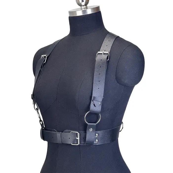 Harnais en cuir PU pour femmes, ceinture de taille Punk cloutée, sangles de harnais décoratives, bre