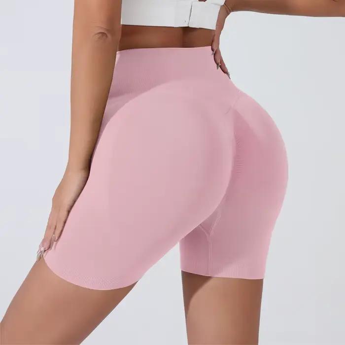 Short de yoga respirant taille haute femme - Collants courts pour course, cyclisme et entraînement sportif