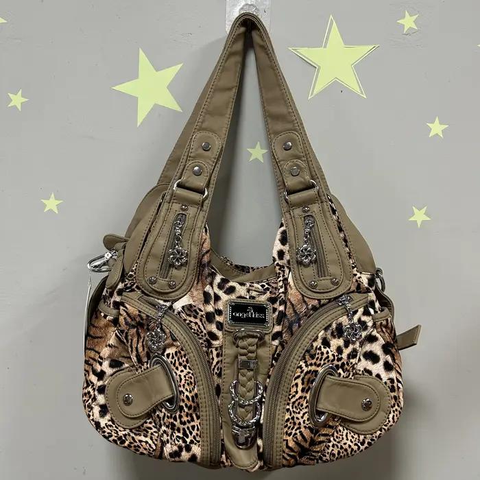 Sac vintage pour femme, sac à main marron léopard, sac à bandoulière, sac à poignée supérieure, sac