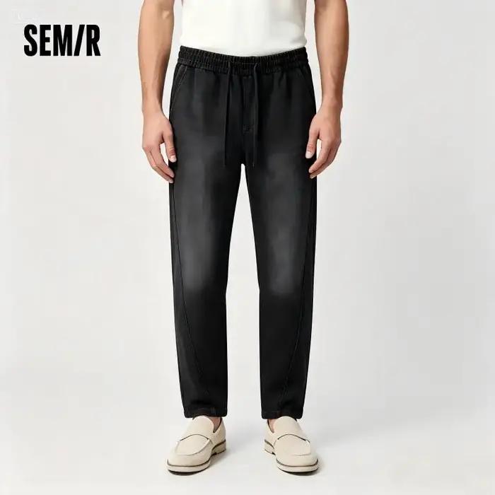 Semir jean hommes ample jambe droite américain ourlet incurvé 2025 nouveau été pantalons longs rétro pour tenues décontr