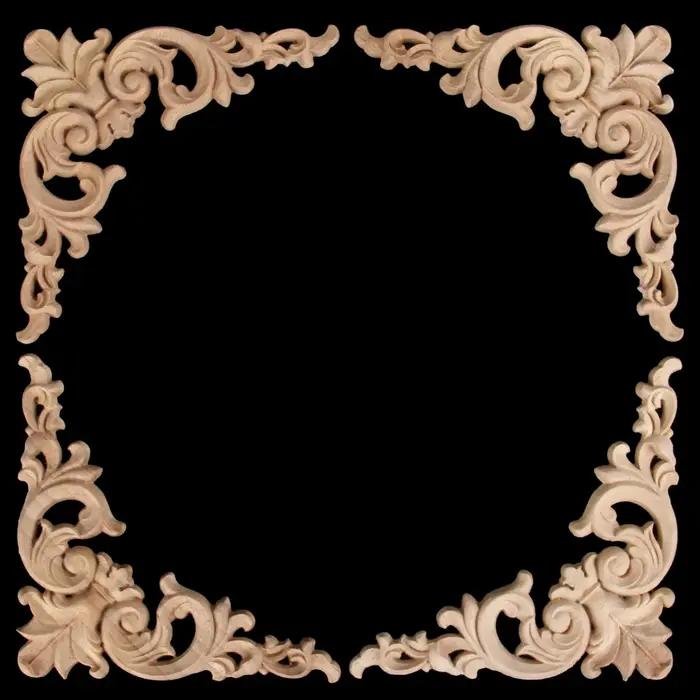 Autocollants d'angle sculptés en bois non peint, 4 pièces, embellissements de sculptures rétro pour