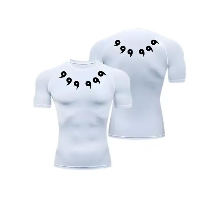 T-shirt de compression pour homme, style anime, haute élasticité, manches courtes, anti-UV, ajusté p