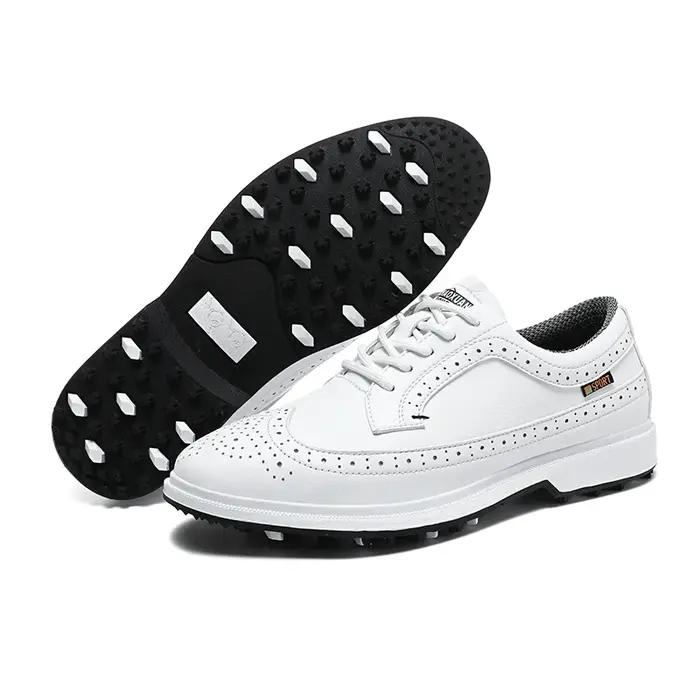 Chaussures de golf professionnelles en cuir pour hommes, chaussures de sport respirantes, chaussures