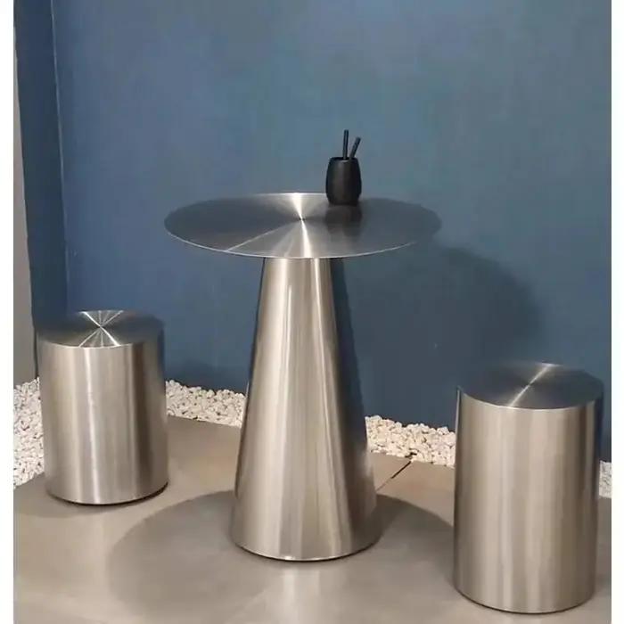Tabourets de maison en acier inoxydable, café, chaussure ronde légère, tabouret de luxe, table créat
