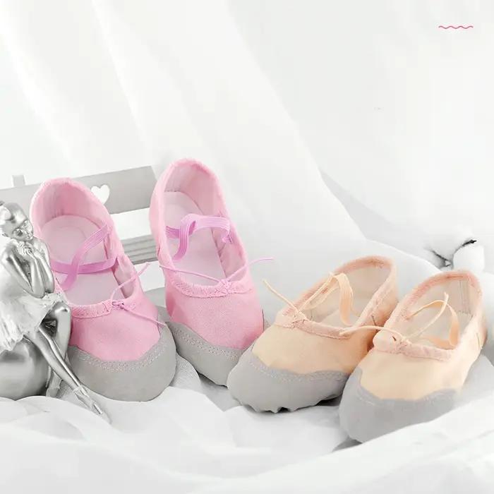 Chaussures de Ballet à cordon de serrage pour filles, chaussures plates de danse à semelles souples