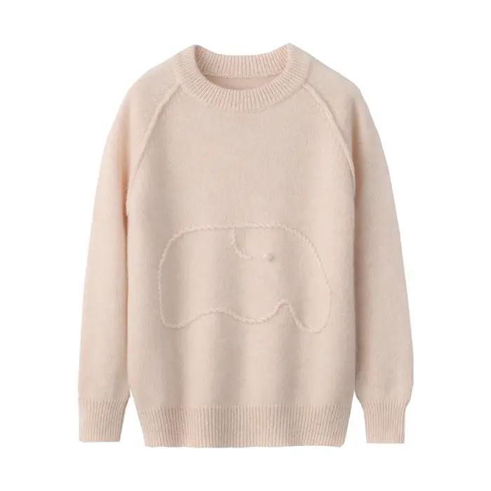 Pull en laine Pure pour enfants pull à col rond basique automne hiver épais garçons filles 100% lain