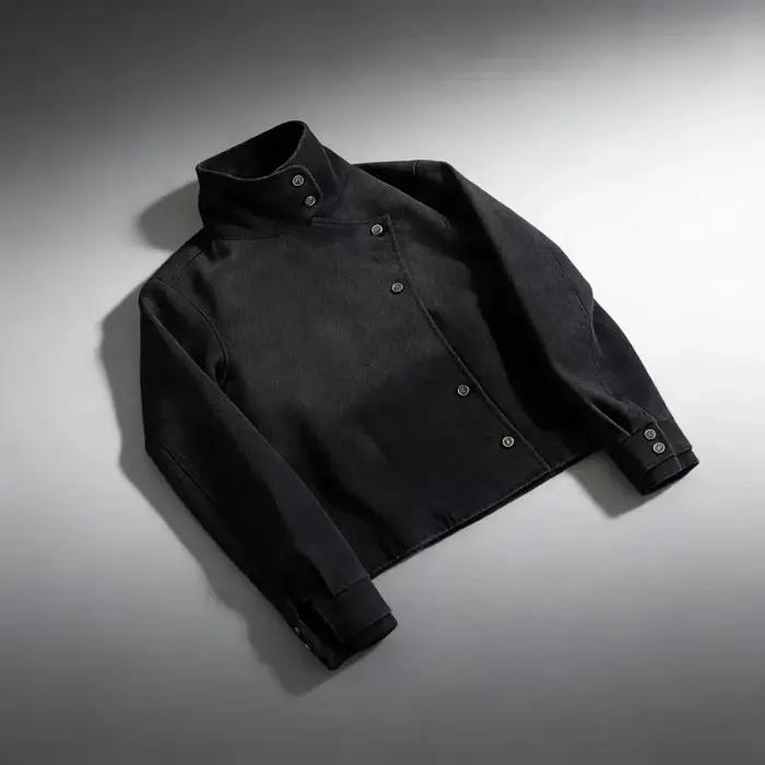 Veste uniforme Y2K Harajuku noire délavée avec boutons, veste en jean style espadrille gothique, str