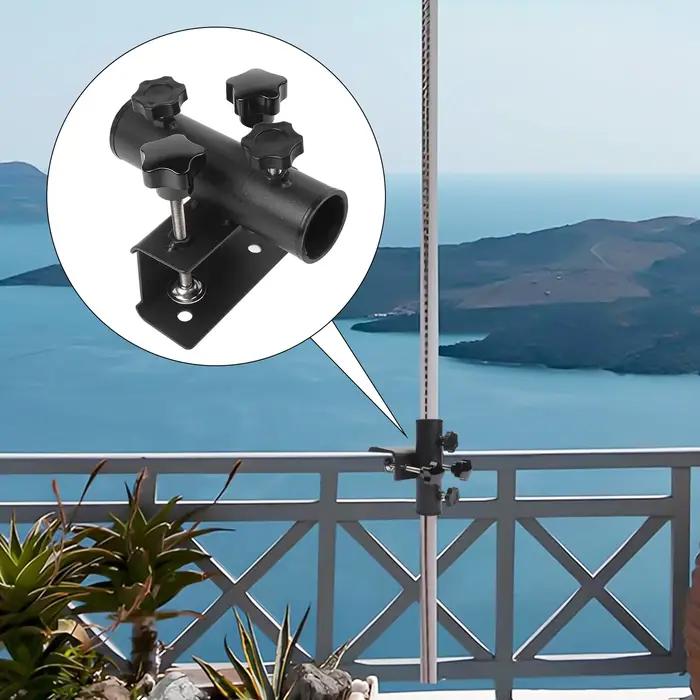 Support de parasol pour balcon, pince de fixation adaptée aux clôtures de jardin de 23 mm à 38 mm, s