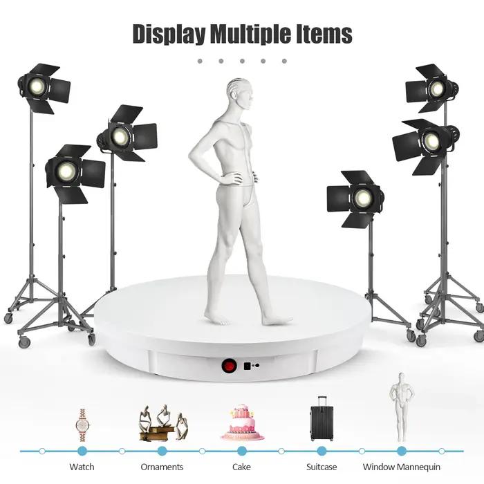 CNCBSR Présentoir rotatif électrique 52 cm 360 ° Kit de plateau tournant, porte-bijoux pour photog