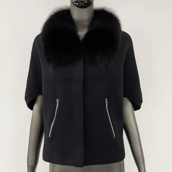 FURYOURSELF 2025 nouveau réel renard raton laveur col de fourrure manteau tricoté pull femmes à manc