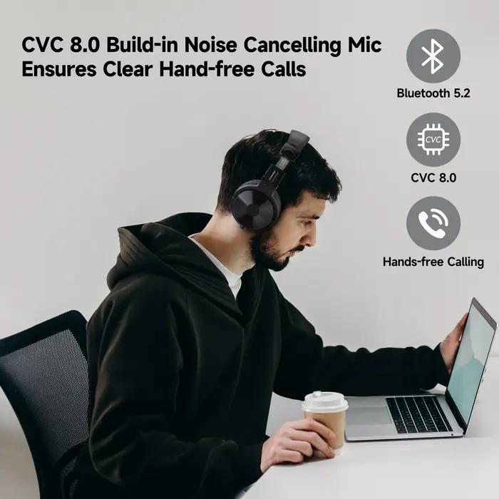 Oneodio Pro C casque sans fil Bluetooth 5.2 sur l'oreille avec Microphone Audio haute résolution cas