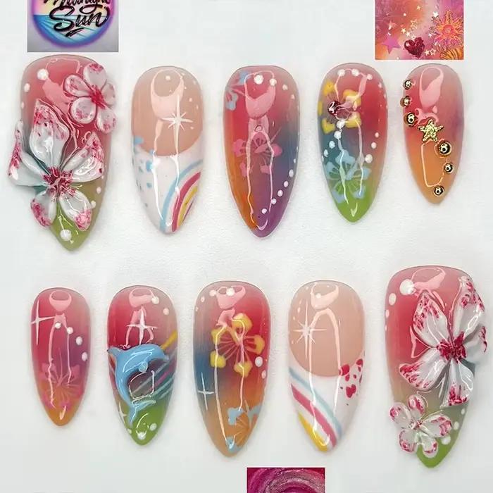 24 pièces doux Cool français faux ongles patchs Vintage Y2k